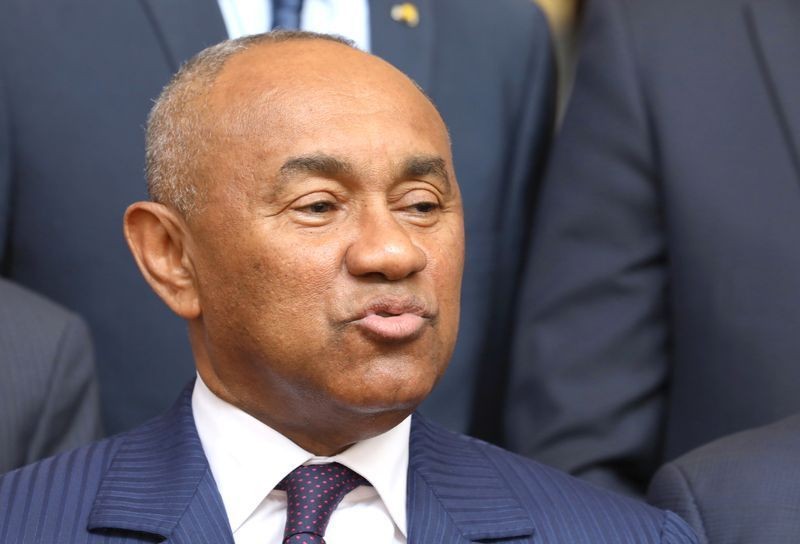 African Football Confederation (CAF) President, Ahmad Ahmad speaks to press at presidential palace in Abidjan, Ivory Coast January 29, 2019. REUTERS/Thierry Gouegnon/Files